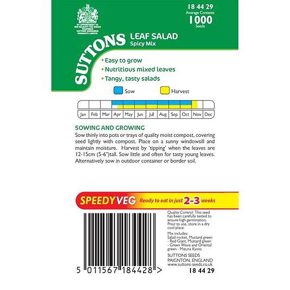 Leaf Salad 'Spicy Mix' - Speedy Veg Seeds