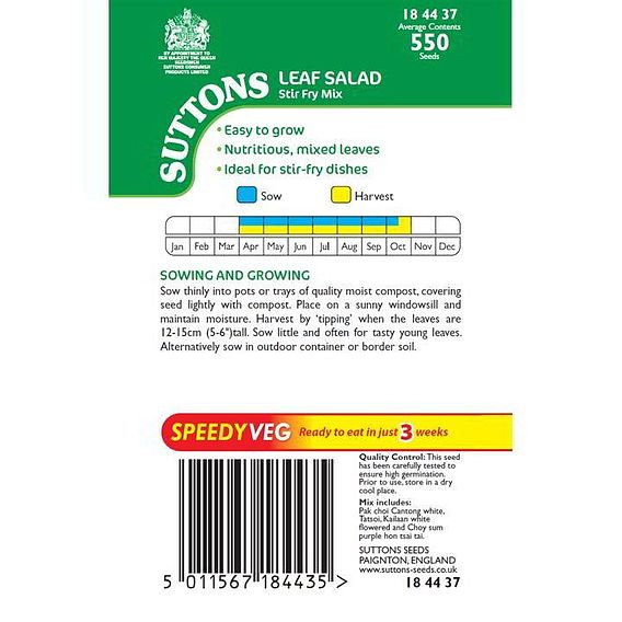 Leaf Salad 'Stir Fry Mix' - Speedy Veg Seeds