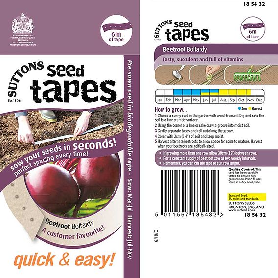 Beetroot 'Boltardy' - Seed Tape