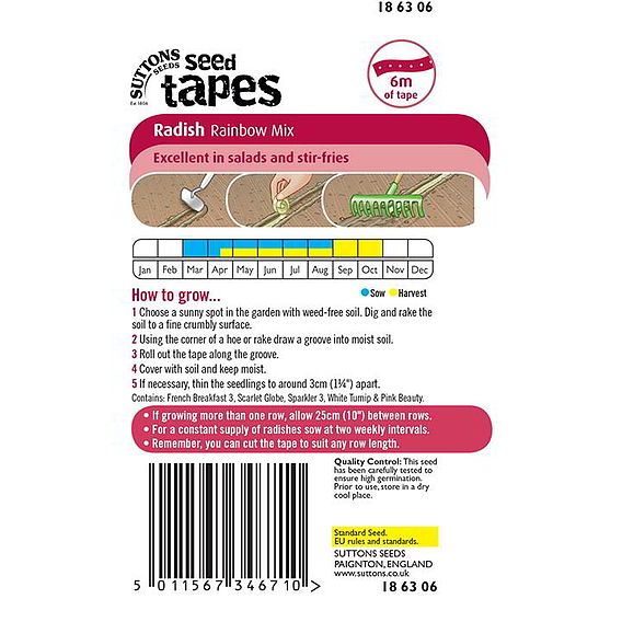 Radish 'Rainbow Mix' - Seed Tape