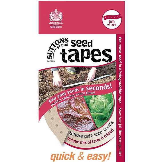 Lettuce 'Red & Green Cos Mix' - Seed Tape