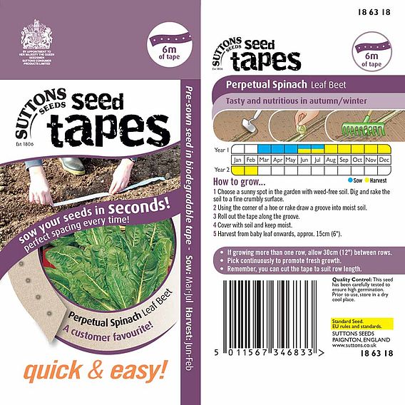 Spinach Leaf 'Perpetual' - Seed Tape