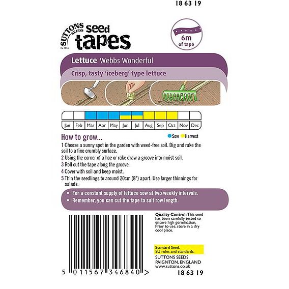 Lettuce 'Webbs Wonderful' - Seed Tape