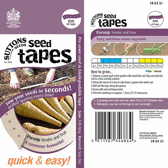 Parsnip 'Tender & True' - Seed Tape