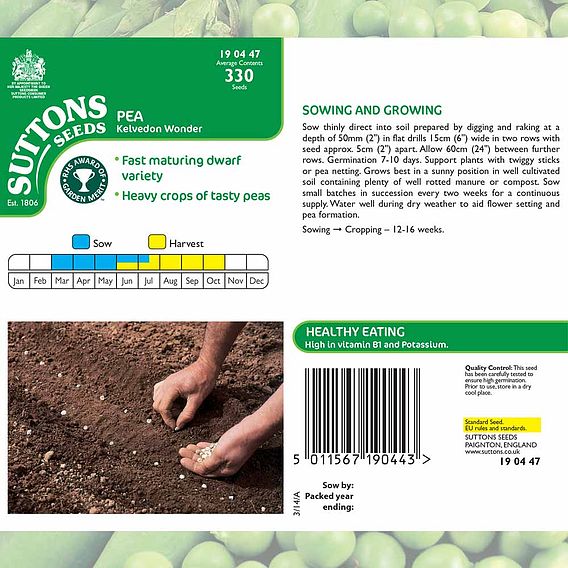 Pea 'Kelvedon Wonder' - Seeds