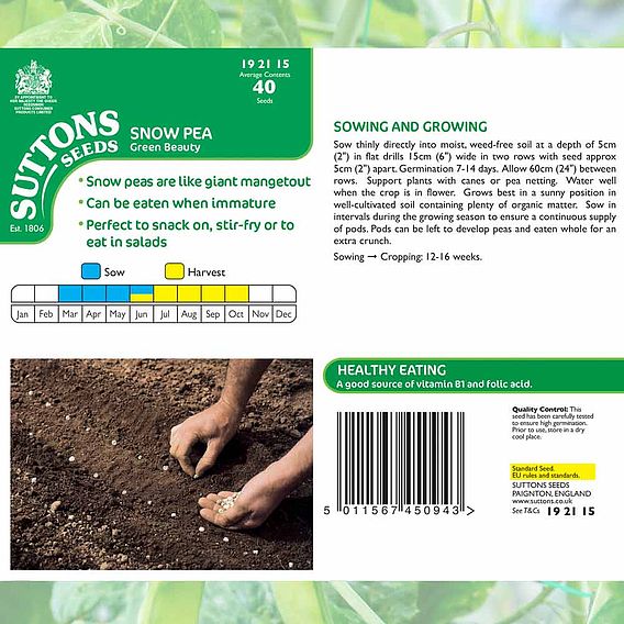 Snow Pea 'Green Beauty' - Seeds