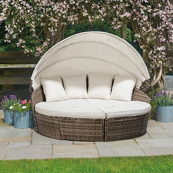 Rattan Daybed with Table - Tonal Grey