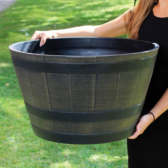 Wooden Barrel Effect Planter – Small