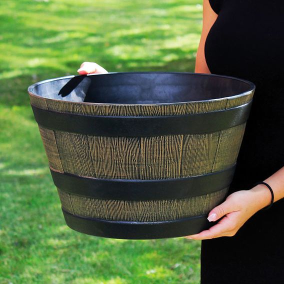 Wooden Barrel Effect Planter – Small