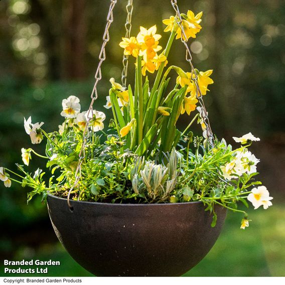 Charcoal Marble Effect Hanging Basket