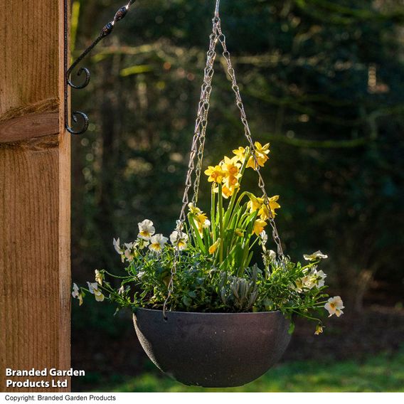 Charcoal Marble Effect Hanging Basket
