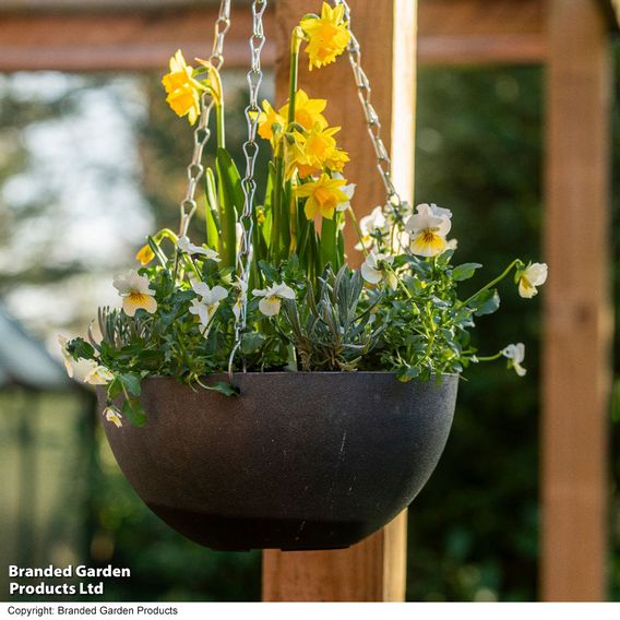 Charcoal Marble Effect Hanging Basket