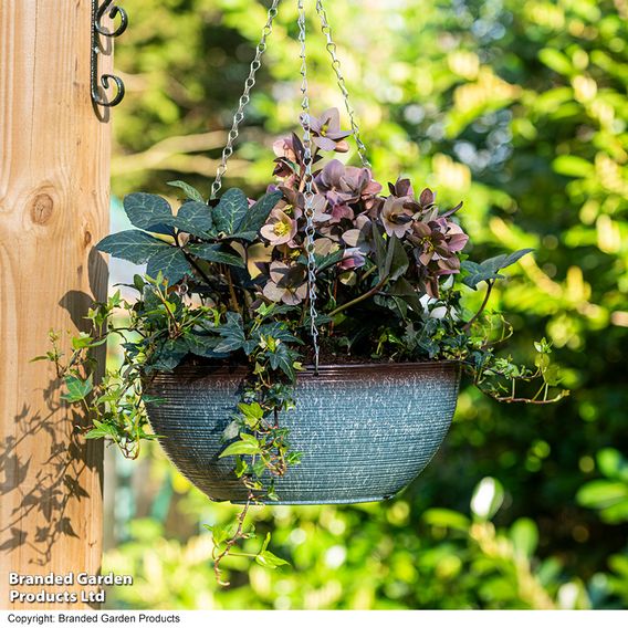 Blue Breeze Glazed Effect Hanging Basket