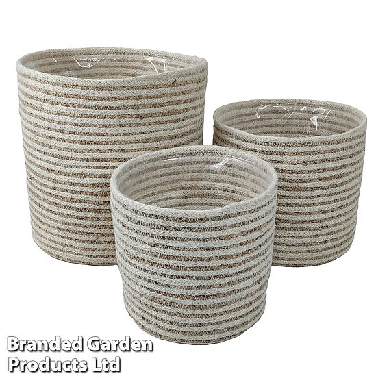 Grey Sand Seagrass + Jute Planter Basket