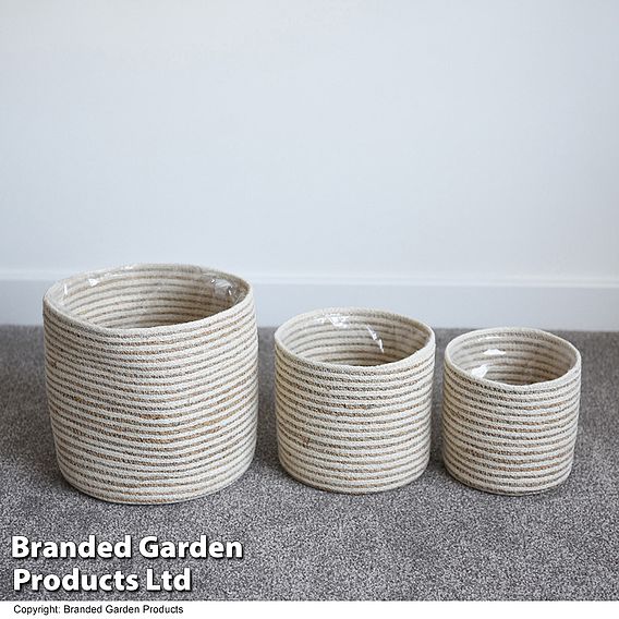 Grey Sand Seagrass + Jute Planter Basket