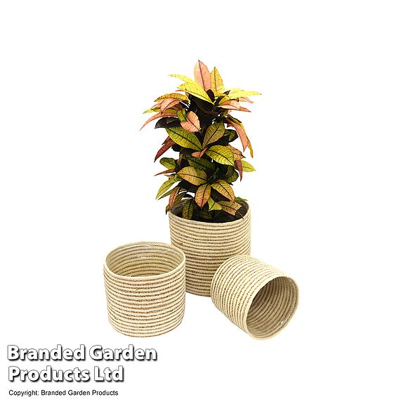 Grey Sand Seagrass + Jute Planter Basket