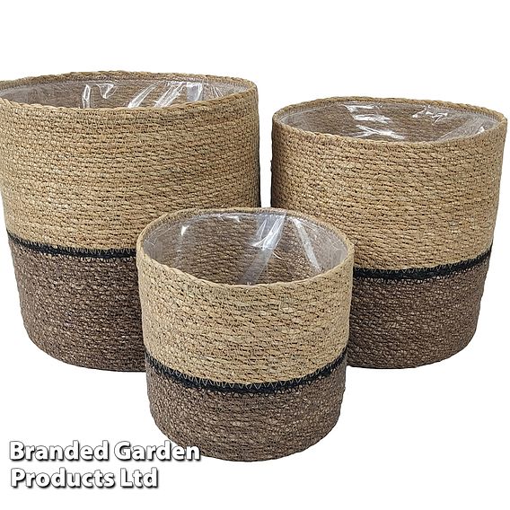 Natural Navy Seagrass Planter Basket
