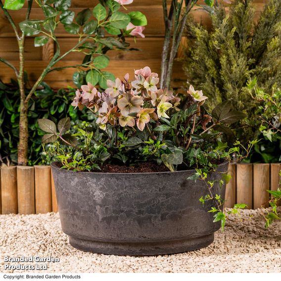Caesar Marble Effect Charcoal Bowl Planters
