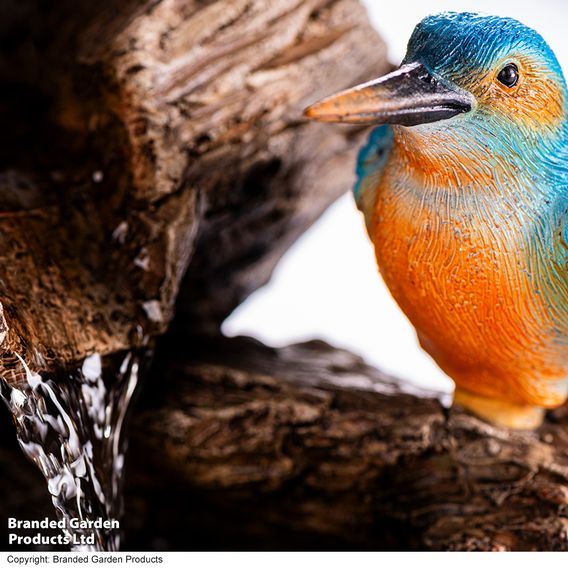 Serenity - Cascading Tree Trunk Water Feature with Kingfisher