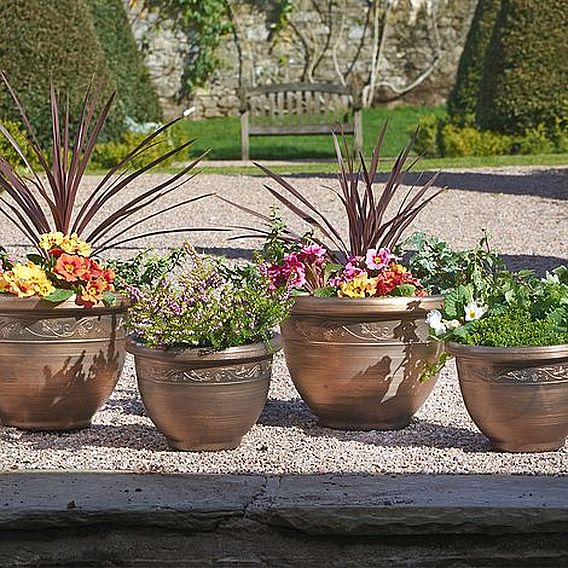 Antique Effect Planters- 4 Pack