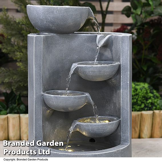Four Bowl Cascading Water Feature With LED Lights