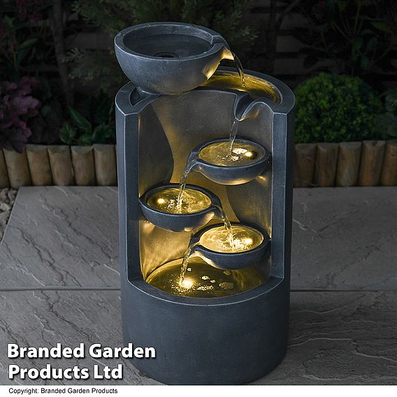 Serenity - Four Bowl Cascading Water Feature With LED Lights