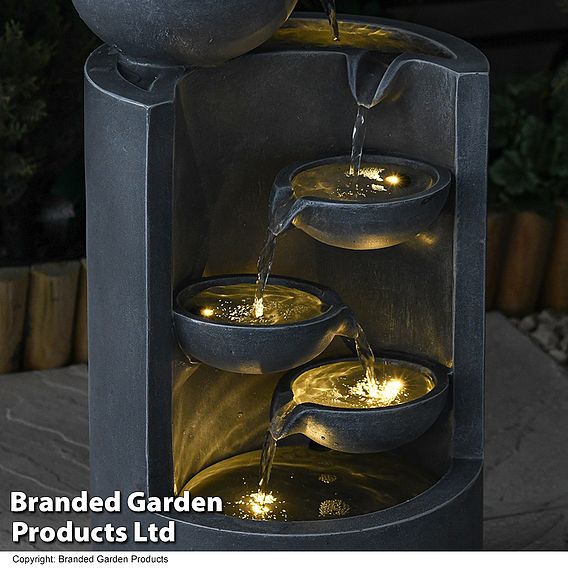 Four Bowl Cascading Water Feature With LED Lights