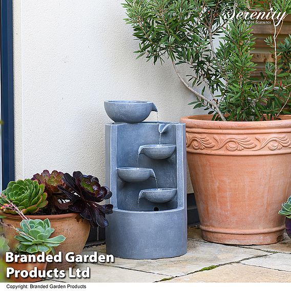 Serenity - Four Bowl Cascading Water Feature With LED Lights