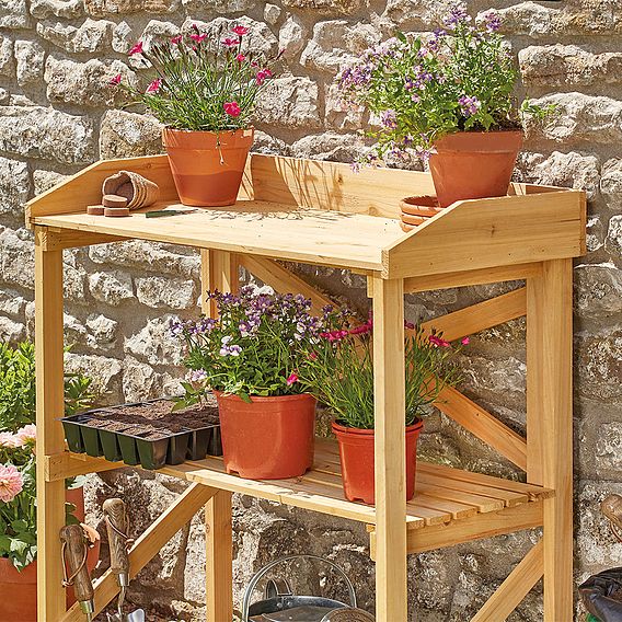 Garden Grow Wooden Two-Tier Potting Bench