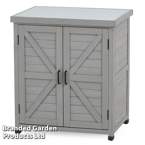 Grey Wooden Garden Storage Cabinet