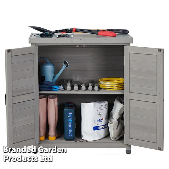Grey Wooden Garden Storage Cabinet