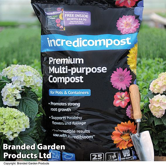 Black and Gold Flowerpot with 25L Incredicompost