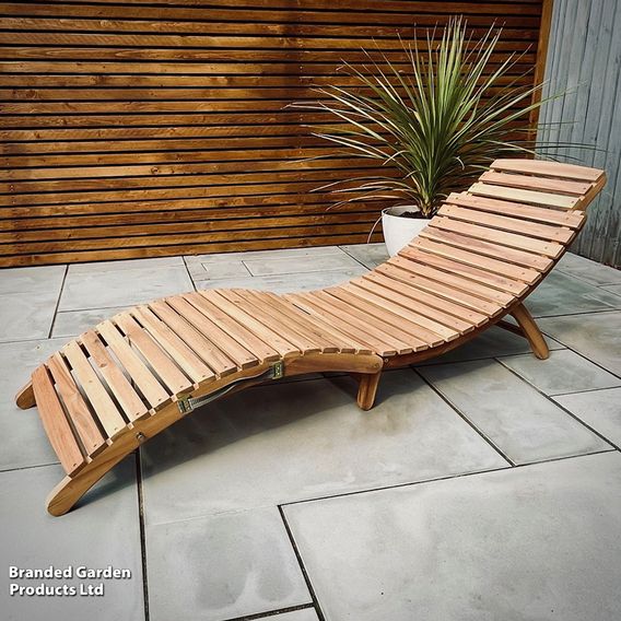 Garden Gear Acacia Sun Lounger with Cushion