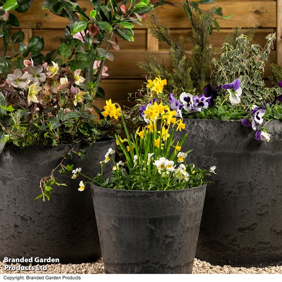 Caesar Charcoal Marble Effect Planters