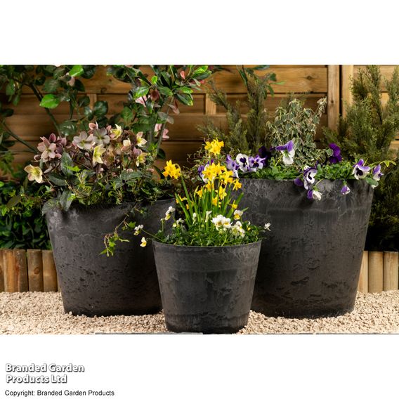 Caesar Charcoal Marble Effect Planters