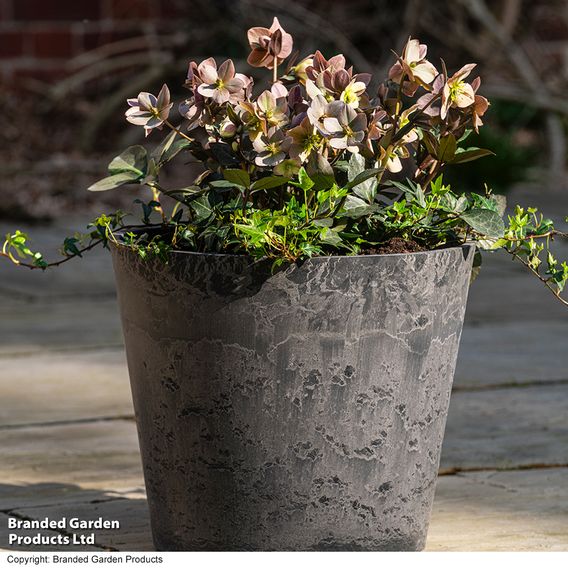 Caesar Charcoal Marble Effect Planters