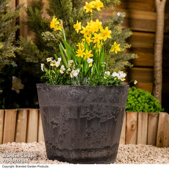 Caesar Charcoal Marble Effect Planters