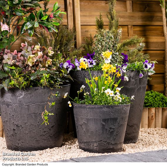 Caesar Charcoal Marble Effect Planters