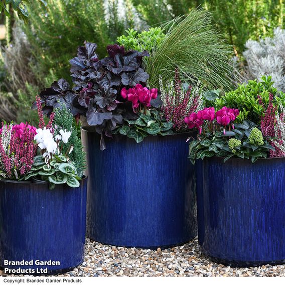 Ocean Blue Glazed Cylinder Planter