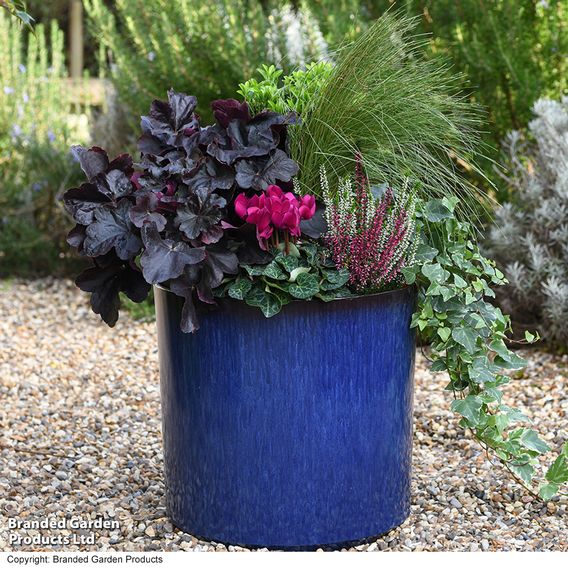Ocean Blue Glazed Cylinder Planter