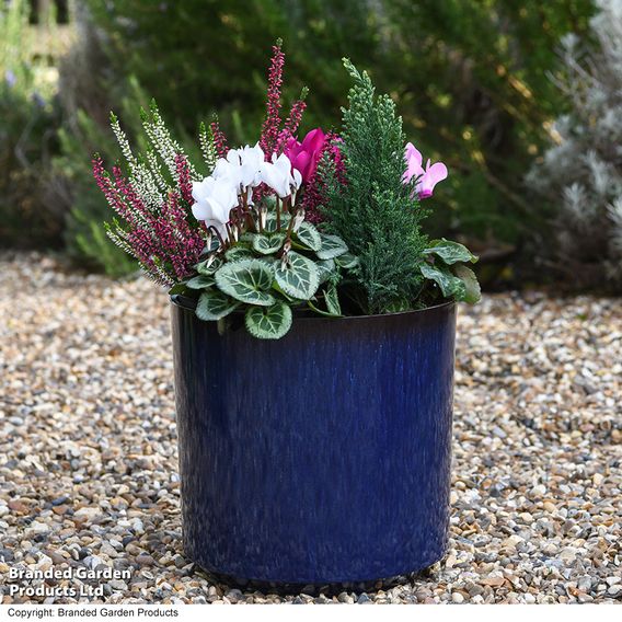 Ocean Blue Glazed Cylinder Planter