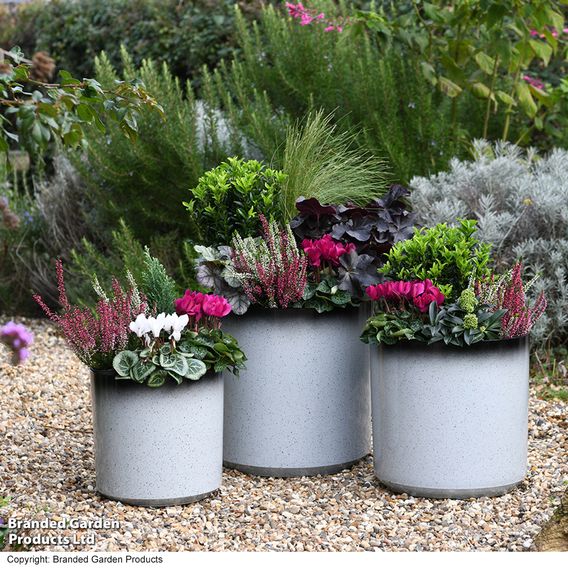Slate/Black Glazed Cylinder Planter