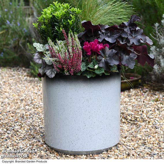 Slate/Black Glazed Cylinder Planter