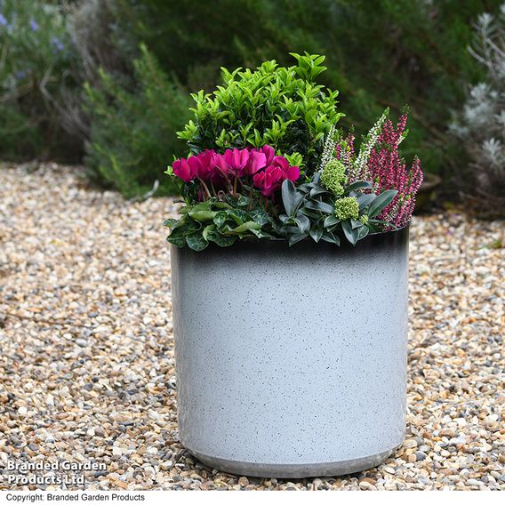 Slate/Black Glazed Cylinder Planter