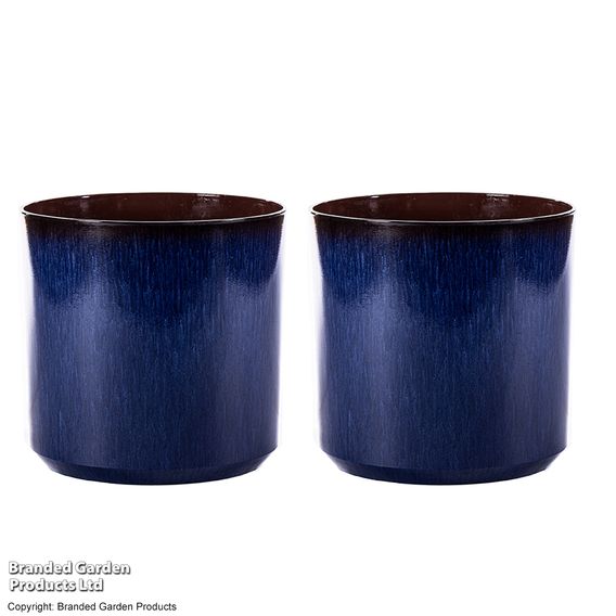 Ocean Blue Glazed Cylinder Planter
