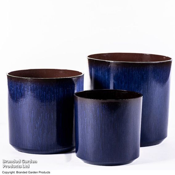 Ocean Blue Glazed Cylinder Planter