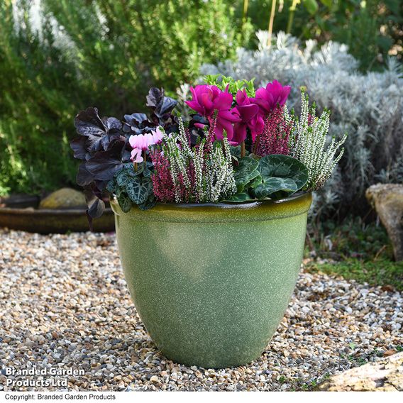 Sage Green Bell Glazed Planter
