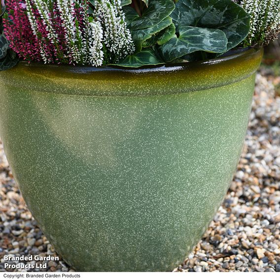 Sage Green Bell Glazed Planter