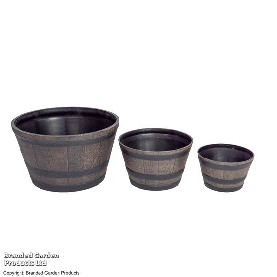 Wooden Barrel Effect Planter Collection