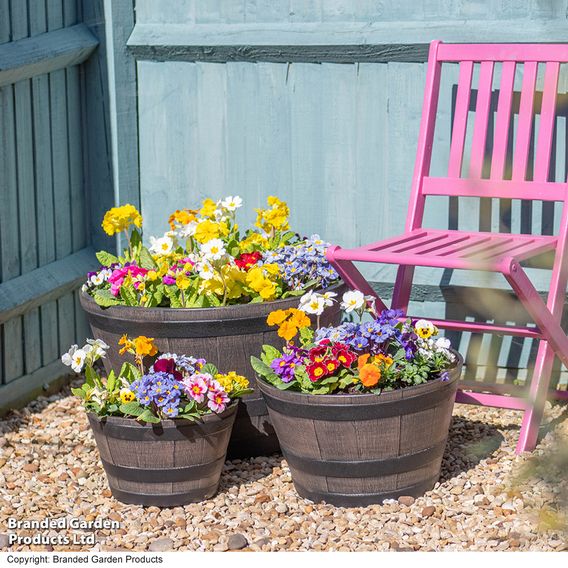 Wooden Barrel Effect Planter Collection